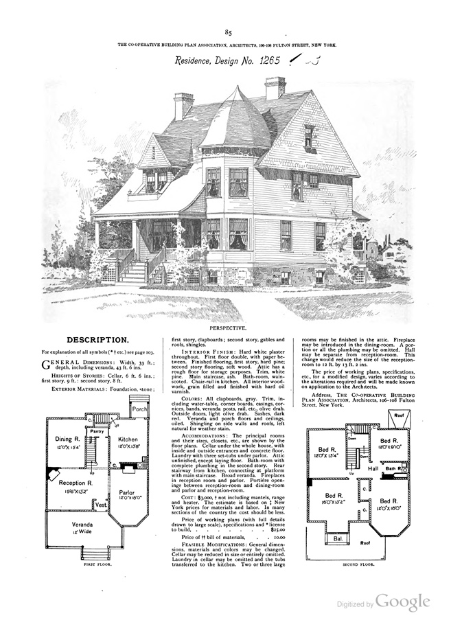 Robert W. Shopell's design no. 1265 from 101 Turn-of-the-Century House Designs
